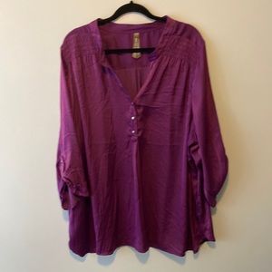 Purple Satin Tunic with 3/4 Sleeve